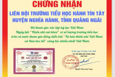 Giấy chứng nhận  của Hội đồng đội Trung Ương