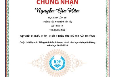 Kết quả thi IOE cấp trường- Năm học 2025- 2026